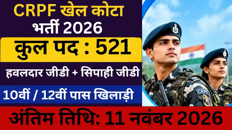 CRPF Sports Quota Recruitment 2026